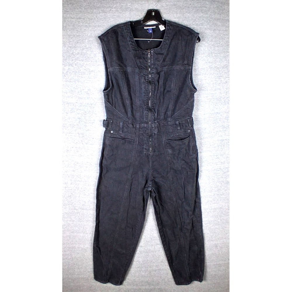 Universal Threads Womens Jumpsuit‎ 10 Black Denim Zip Casual Classic Streetwear